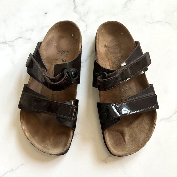 BIRKIS Brown Patent Leather Adjustable Sandals Size Women’s 5 - Picture 1 of 8